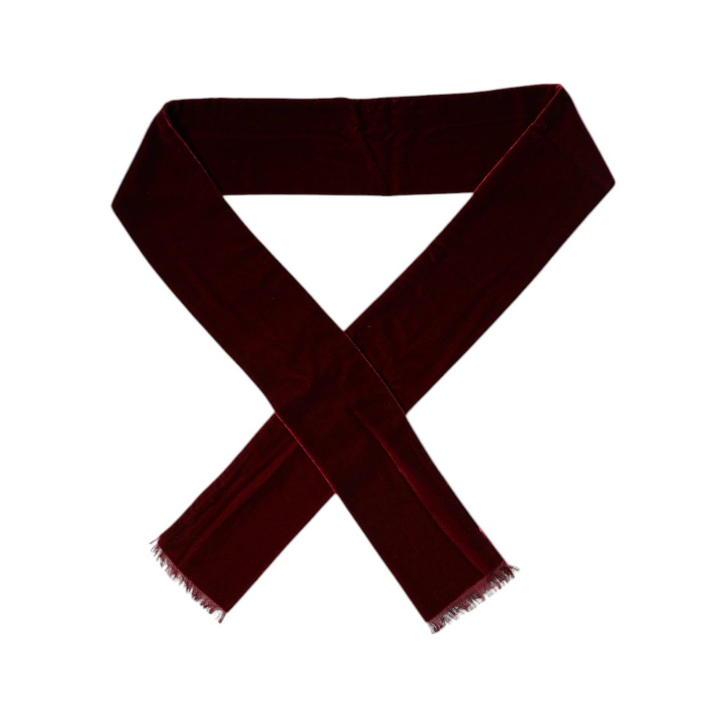 Dolce & Gabbana Maroon Silk Fringes Skinny Neck Wrap Scarf MS7442