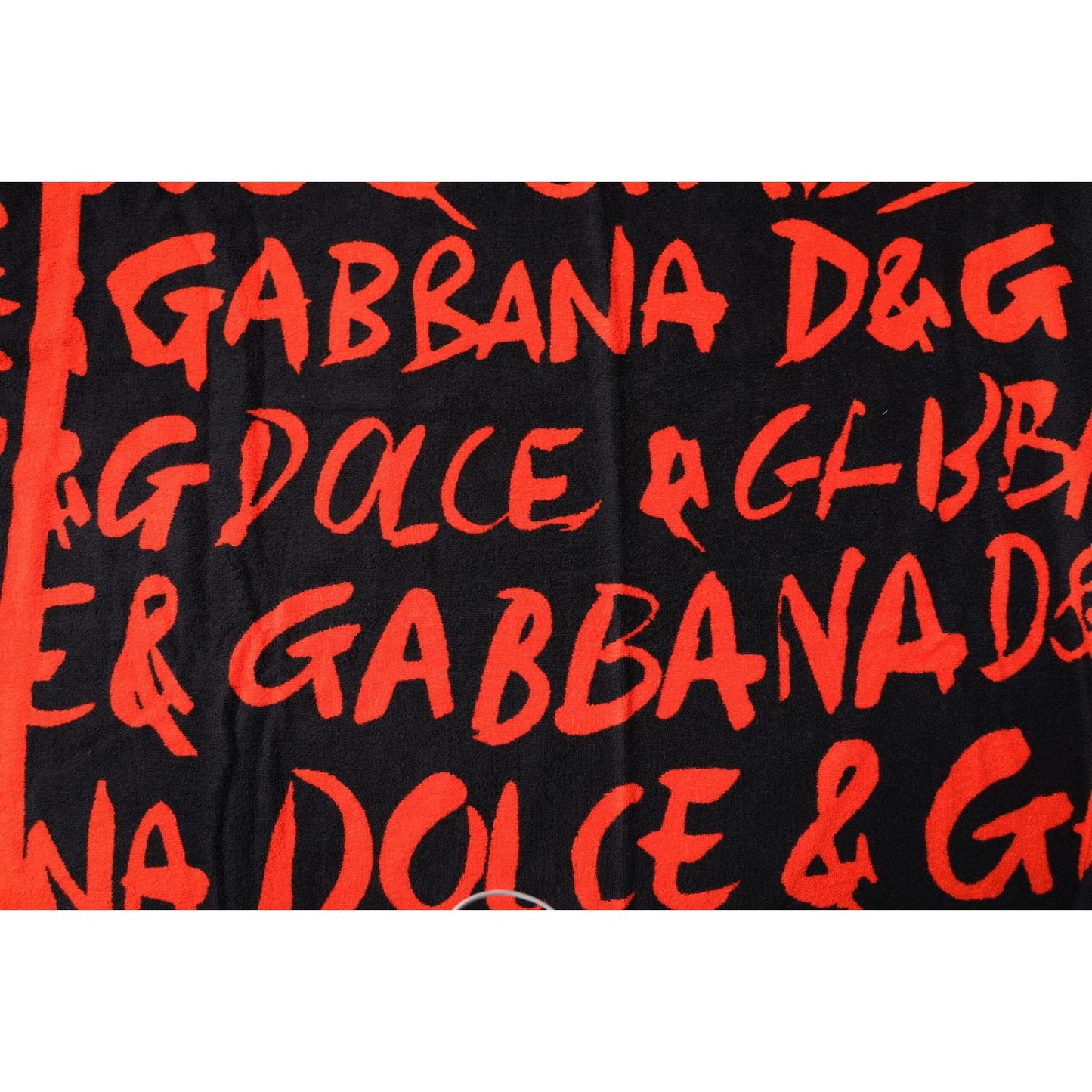Dolce & Gabbana Black Red Logo Print Cotton Beach Towel MS7445