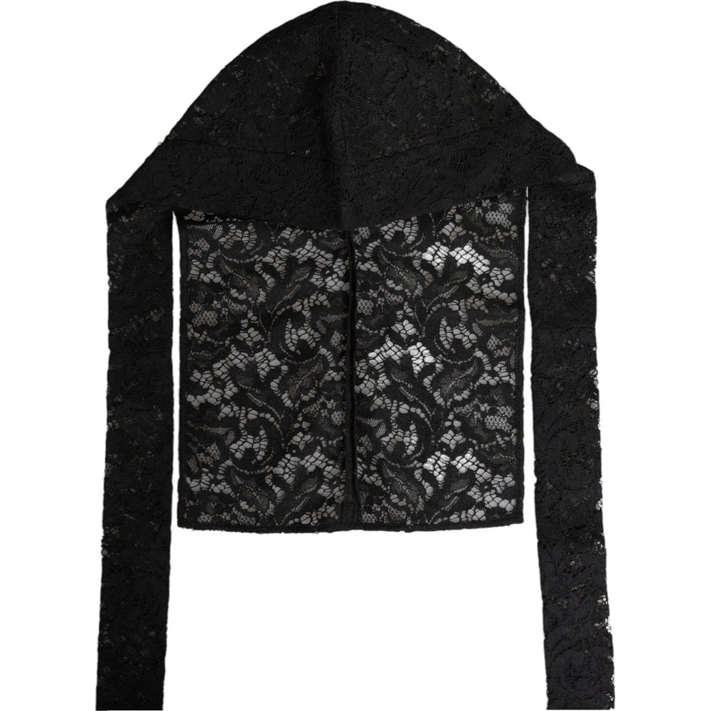 Dolce & Gabbana Black Floral Lace Whole Head Wrap Hat