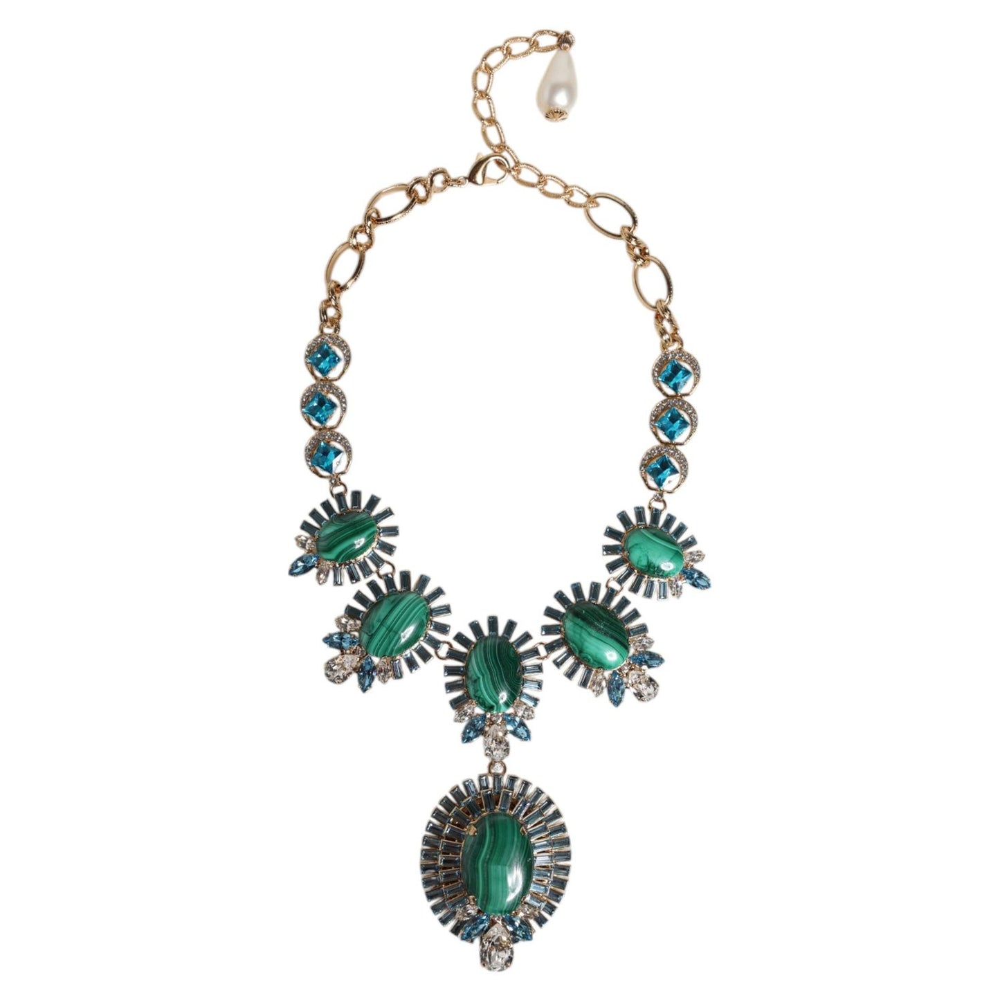 Dolce & Gabbana Gold Brass Pietre Oval Crystal Embellished Necklace SMY10550