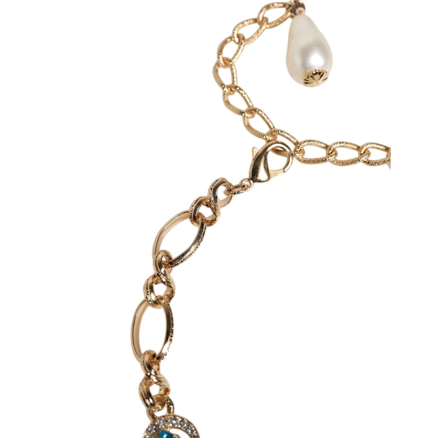 Dolce & Gabbana Gold Brass Pietre Oval Crystal Embellished Necklace SMY10550