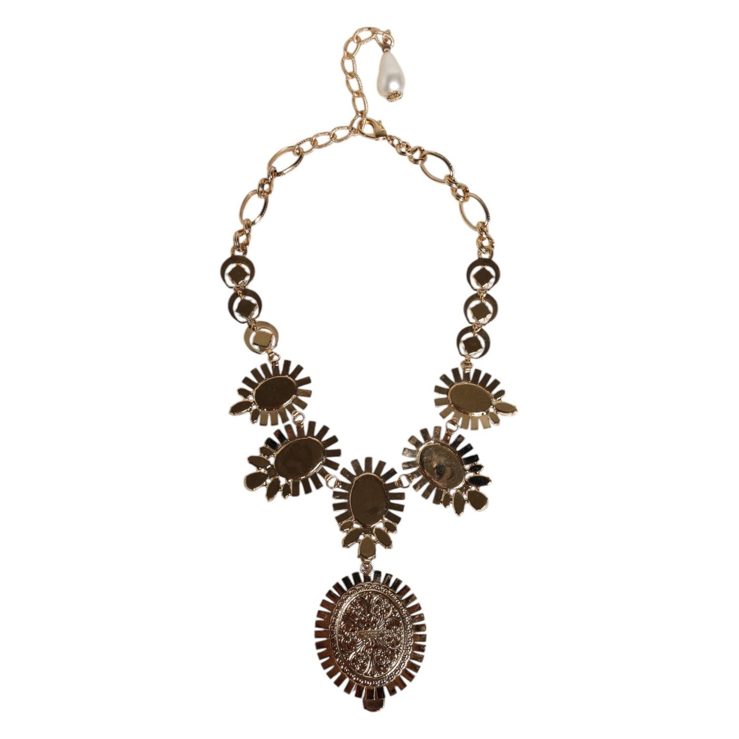 Dolce & Gabbana Gold Brass Pietre Oval Crystal Embellished Necklace SMY10550