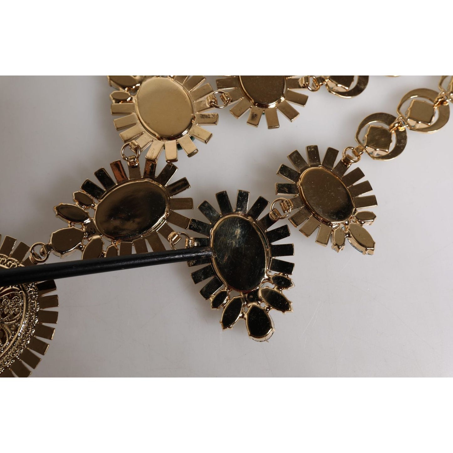 Dolce & Gabbana Gold Brass Pietre Oval Crystal Embellished Necklace SMY10550