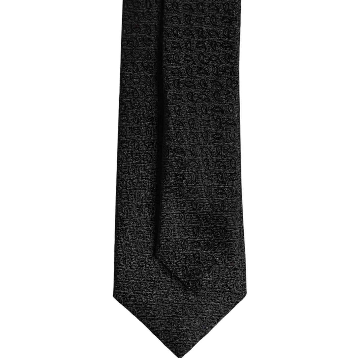 Dolce & Gabbana Black Patterned Silk Adjustable Necktie Tie KRA3435
