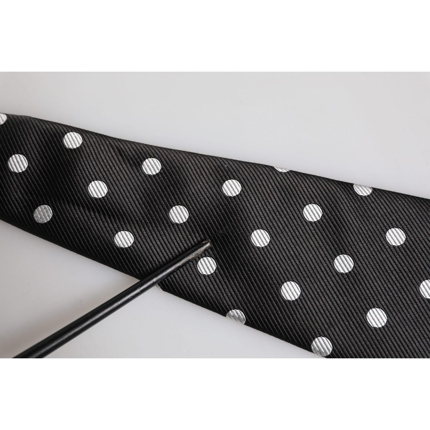 Dolce & Gabbana Black Polka Dots Silk Adjustable Necktie Tie KRA3442