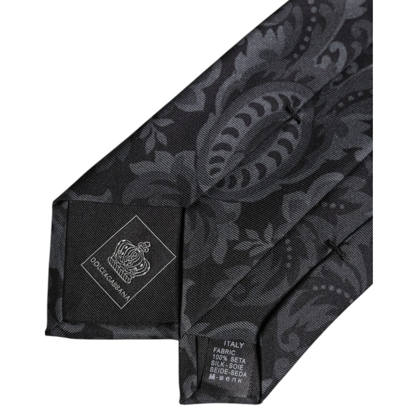 Dolce & Gabbana Black Gray Flower Print Adjustable Necktie Tie KRA3470