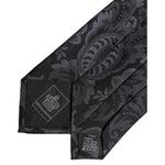 Dolce & Gabbana Black Gray Flower Print Adjustable Necktie Tie KRA3470