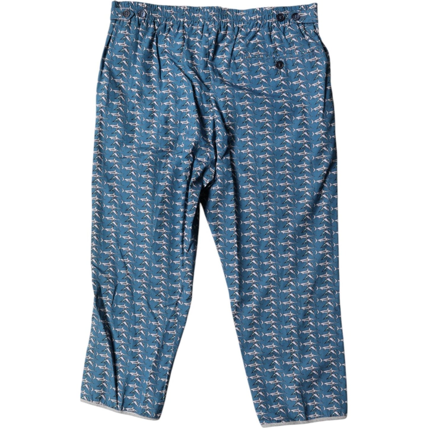Dolce & Gabbana Blue Shark Print Cropped Beachwear Swimwear