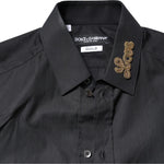 Dolce & Gabbana Black Love Embroidery GOLD Formal Dress Shirt