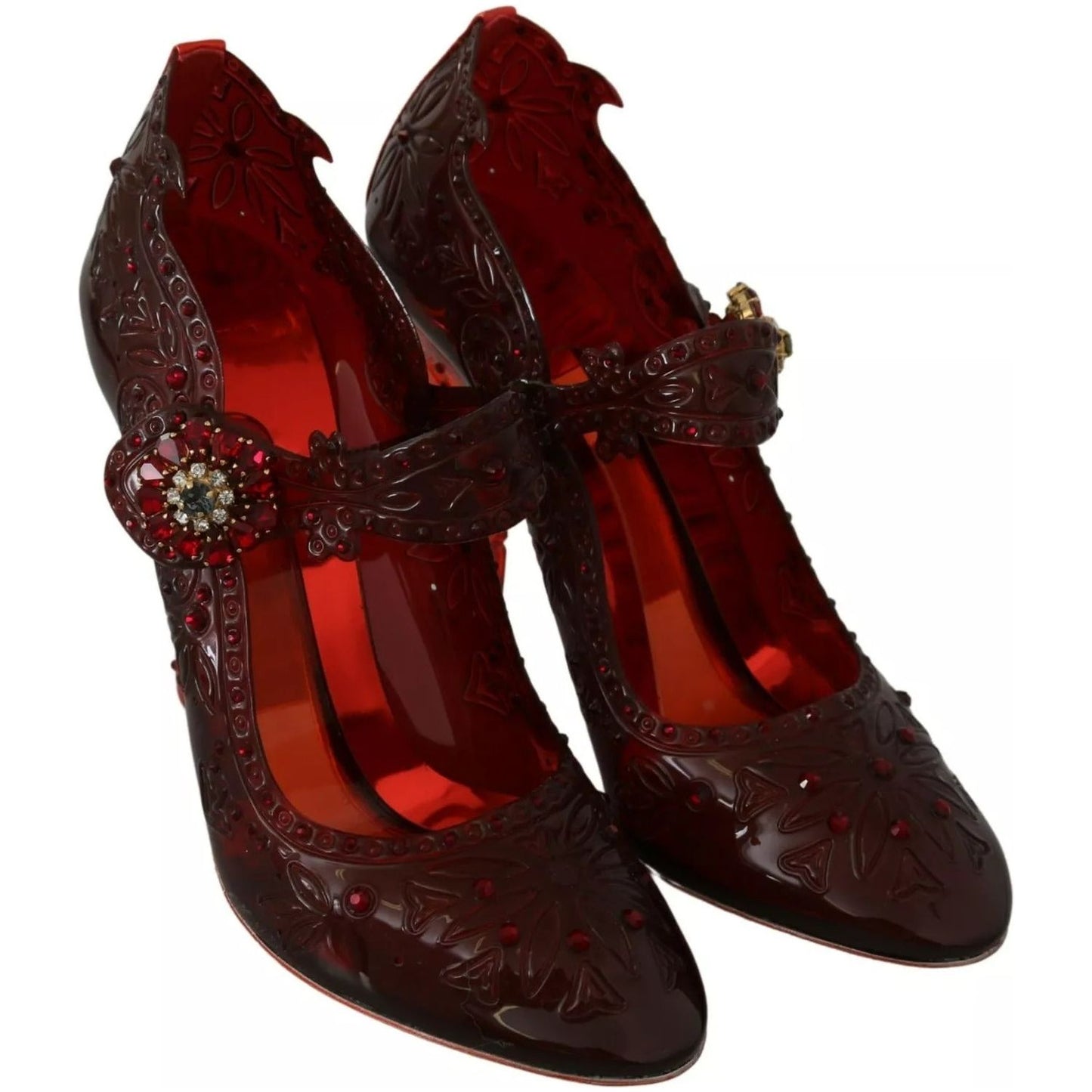 Dolce & Gabbana Red Floral Crystal Heels CINDERELLA Shoes