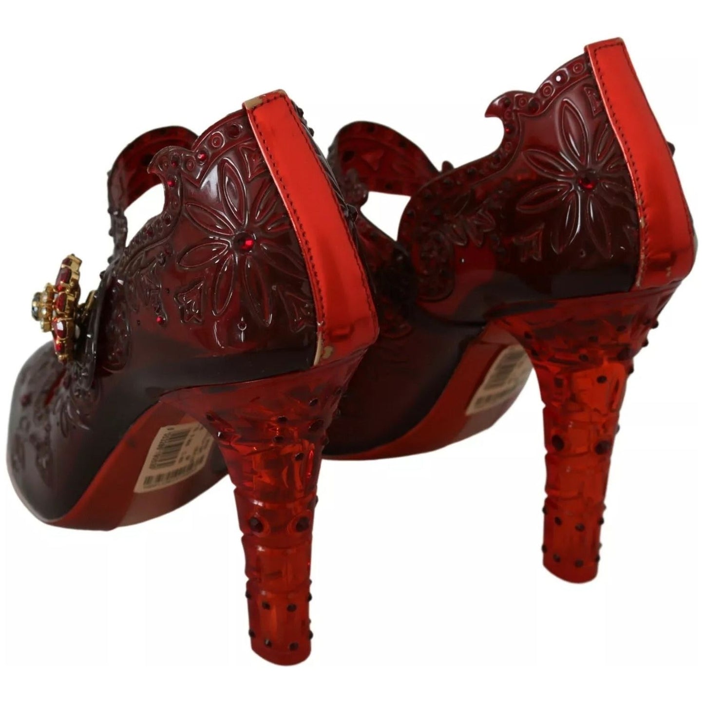 Dolce & Gabbana Red Floral Crystal Heels CINDERELLA Shoes