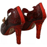 Dolce & Gabbana Red Floral Crystal Heels CINDERELLA Shoes