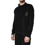 Dolce & Gabbana Black Heraldic Silk Buttoned Pullover Sweater 405693367669-48