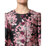 Dolce & Gabbana Pink Black Floral Brocade Trenchcoat Jacket JKT41386-38