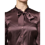 Dolce & Gabbana Brown Ascot Collar Long Sleeve Blouse Top TSH878632-42