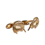 Dolce & Gabbana Gold 925 Sterling Silver Crystal Leaf Accessory Cufflink SMY10473