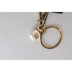 Dolce & Gabbana Chic Gold Brass Faux Pearl Letter Charm Keyring Keychain SMY10441