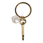 Dolce & Gabbana Chic Gold Brass Faux Pearl Letter Charm Keyring Keychain SMY10441