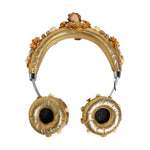 Dolce & Gabbana Gold Leather Floral Crystal Angel Headset Headphones SMY10456