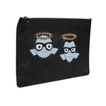 Dolce & Gabbana Black Leather #DGFAMILY Embellished Men Zip Pouch Bag BAG4279
