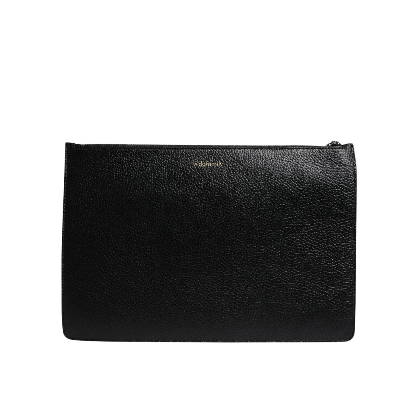 Dolce & Gabbana Black Leather #DGFAMILY Embellished Men Zip Pouch Bag BAG4279