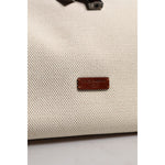 Dolce & Gabbana Beige Brown Cotton Leather Duffle Shoulder Bag