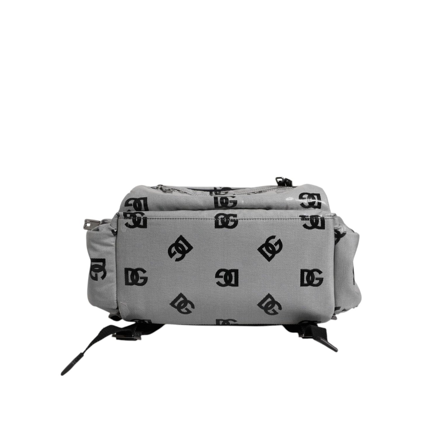 Dolce & Gabbana Polyester Gray Black DG Logo Plaque Backpack Bag BAG4379