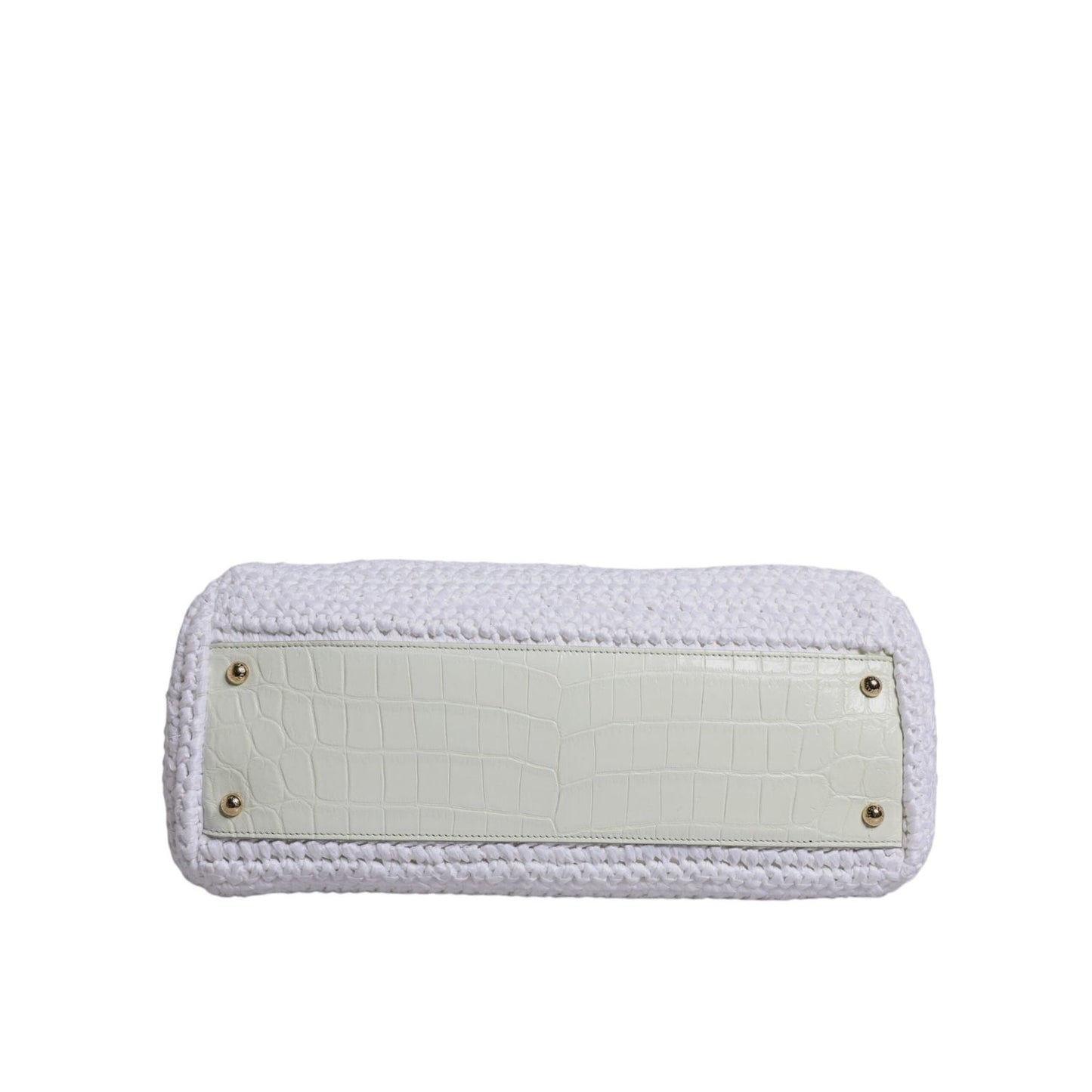 Dolce & Gabbana White Rafia Leather Top Handle Crossbody Bag BAG1633