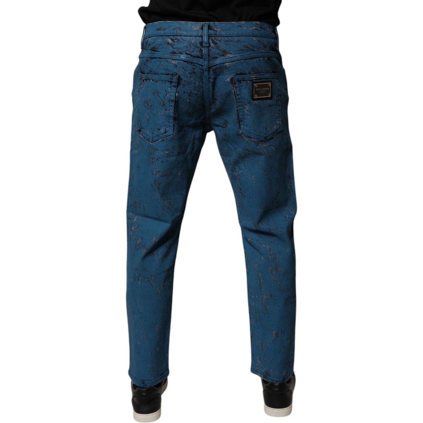 Dolce & Gabbana Blue Tie Dye Cotton Skinny Men Denim Jeans