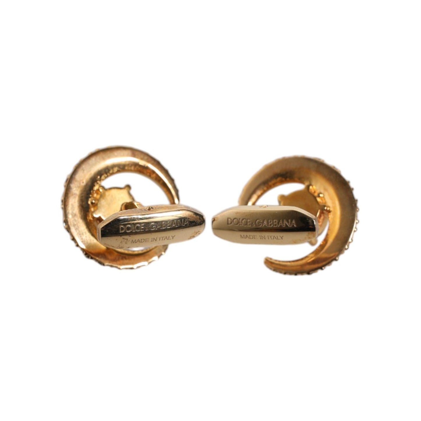 Dolce & Gabbana Brass Gold Black Crystal Luna Cufflink SMY10682
