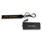 Dolce & Gabbana Black Logo Nylon Silver Brass Men Holder Keychain Keyring SMY10701