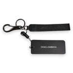 Dolce & Gabbana Black Logo Nylon Silver Brass Men Holder Keychain Keyring SMY10701