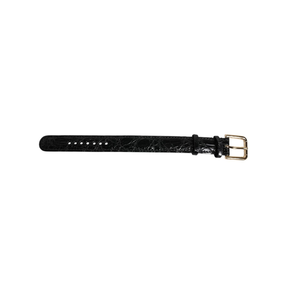 Dolce & Gabbana Black Exotic Leather Gold Tone Metal Buckle Armband SMY10696#