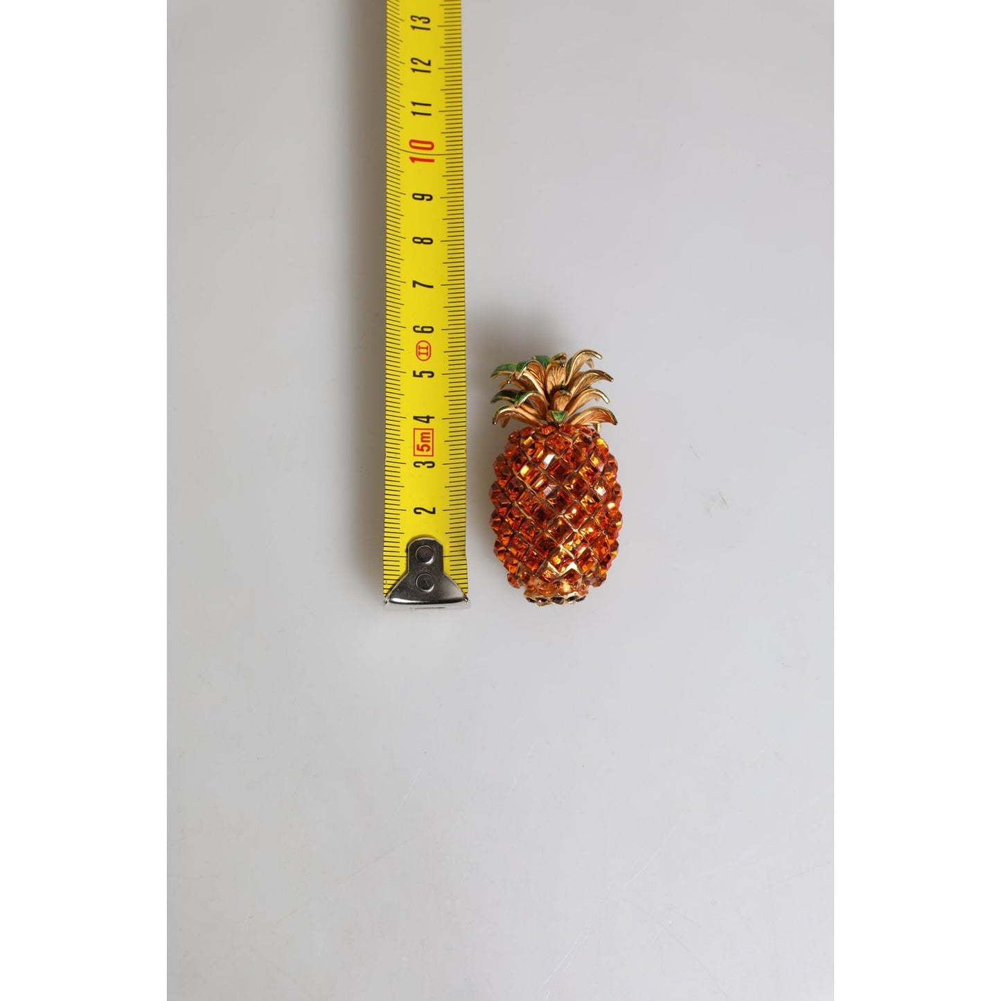 Dolce & Gabbana Gold Brass Pineapple Crystal Jewelry Brooch Pin SMY10516