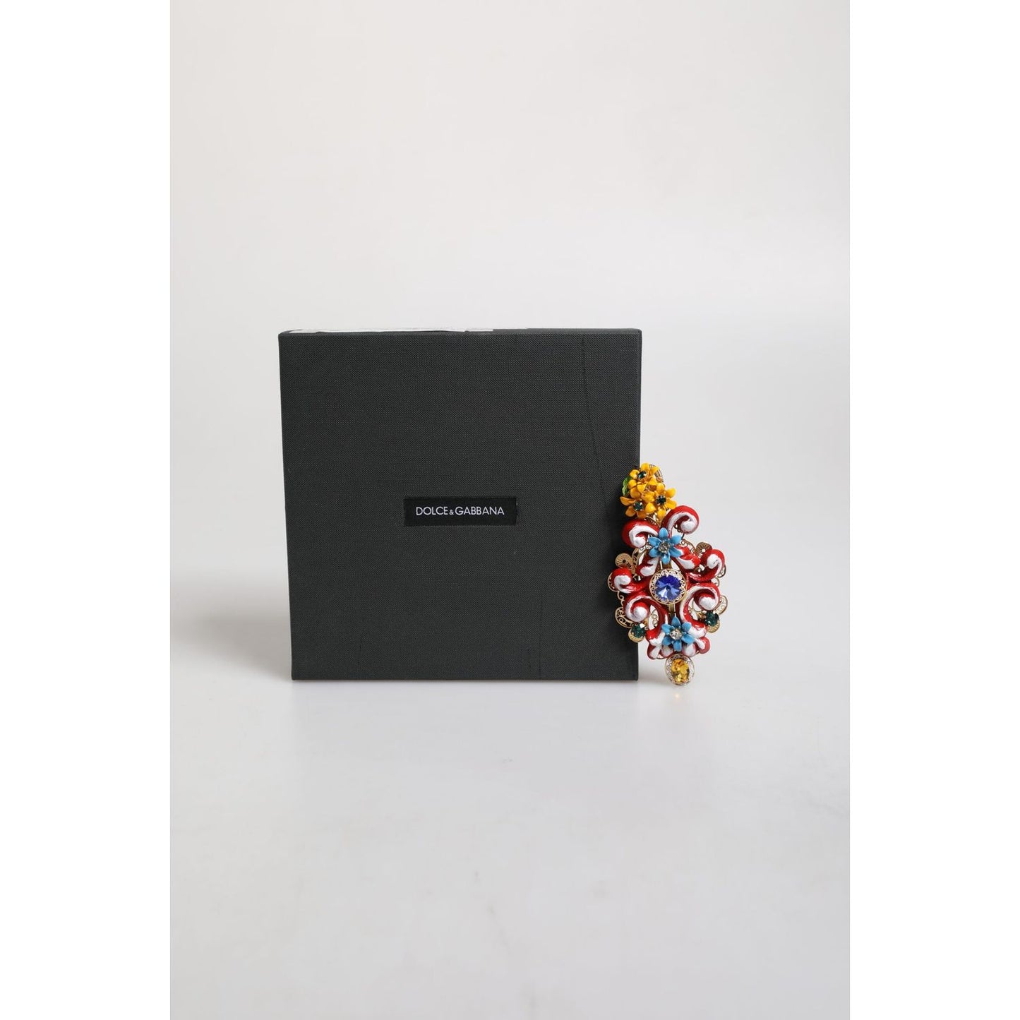 Dolce & Gabbana Multicolor Spring CARRETTO Gold Brass Crystal Hair Clip SMY10662