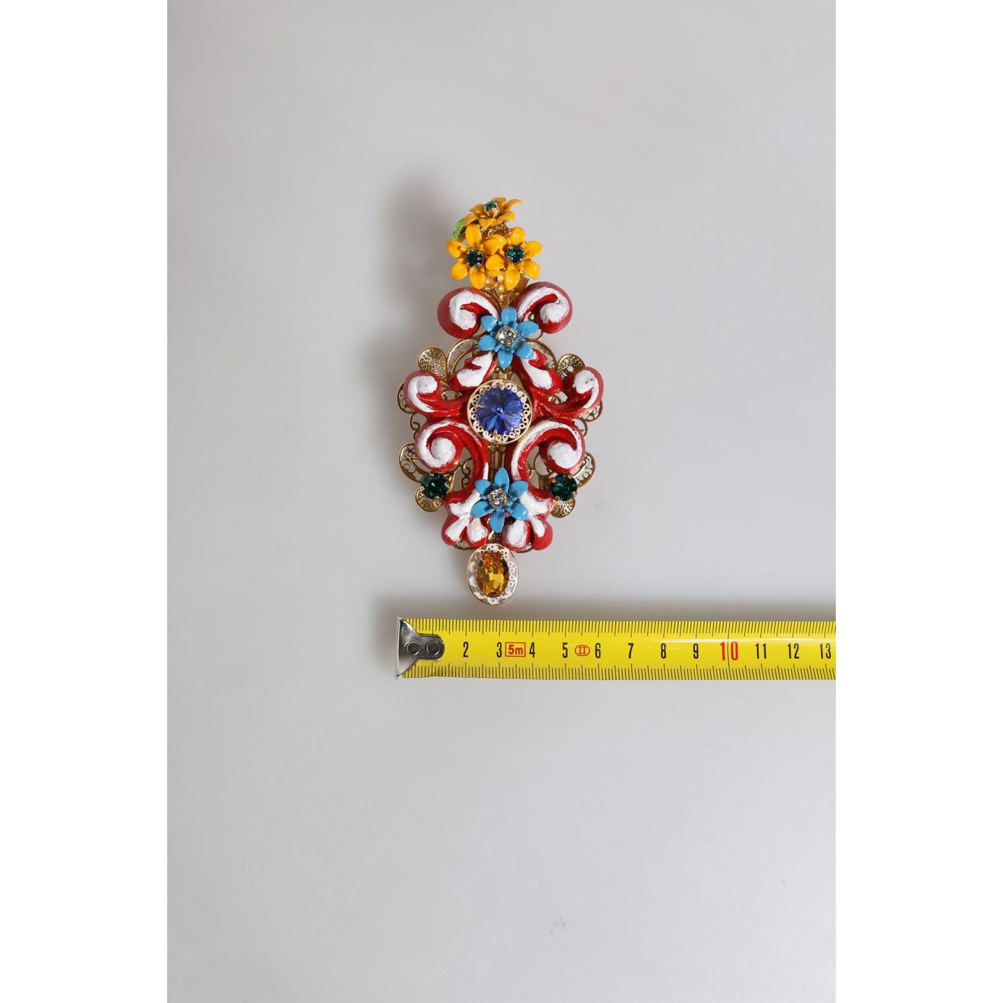 Dolce & Gabbana Multicolor Spring CARRETTO Gold Brass Crystal Hair Clip SMY10662