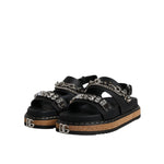 Dolce & Gabbana Black Crystal Embellish Strap Sandals Shoes LA12514-36