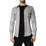 Dolce & Gabbana Metallic Gray Cotton Button Down Shirt TSH878487-38