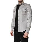 Dolce & Gabbana Metallic Gray Cotton Button Down Shirt TSH878487-38