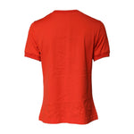 Dolce & Gabbana Red Floral Embroidery Cotton Crew Neck T-shirt TSH87134-44