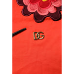 Dolce & Gabbana Red Floral Embroidery Cotton Crew Neck T-shirt TSH87134-44