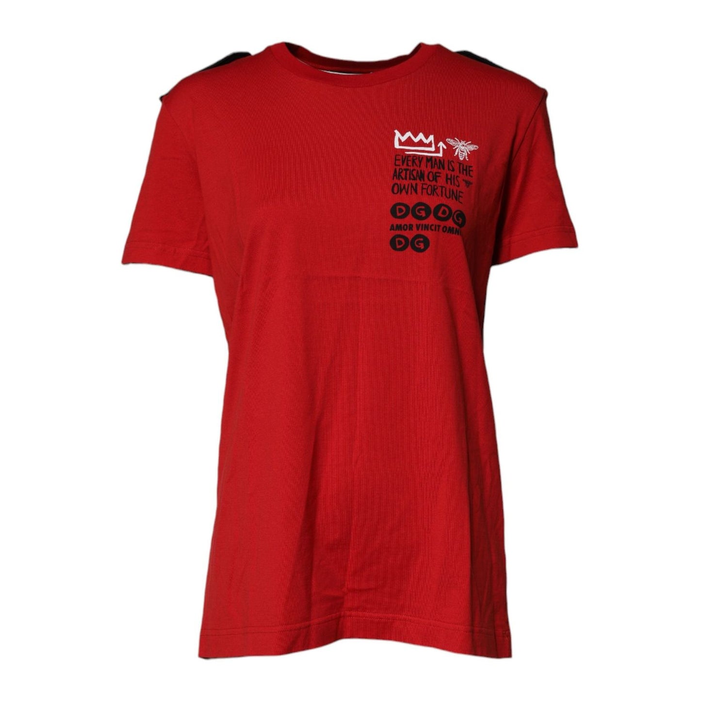 Dolce & Gabbana Red Cotton Graphic Print Crew Neck T-shirt TSH87139-46