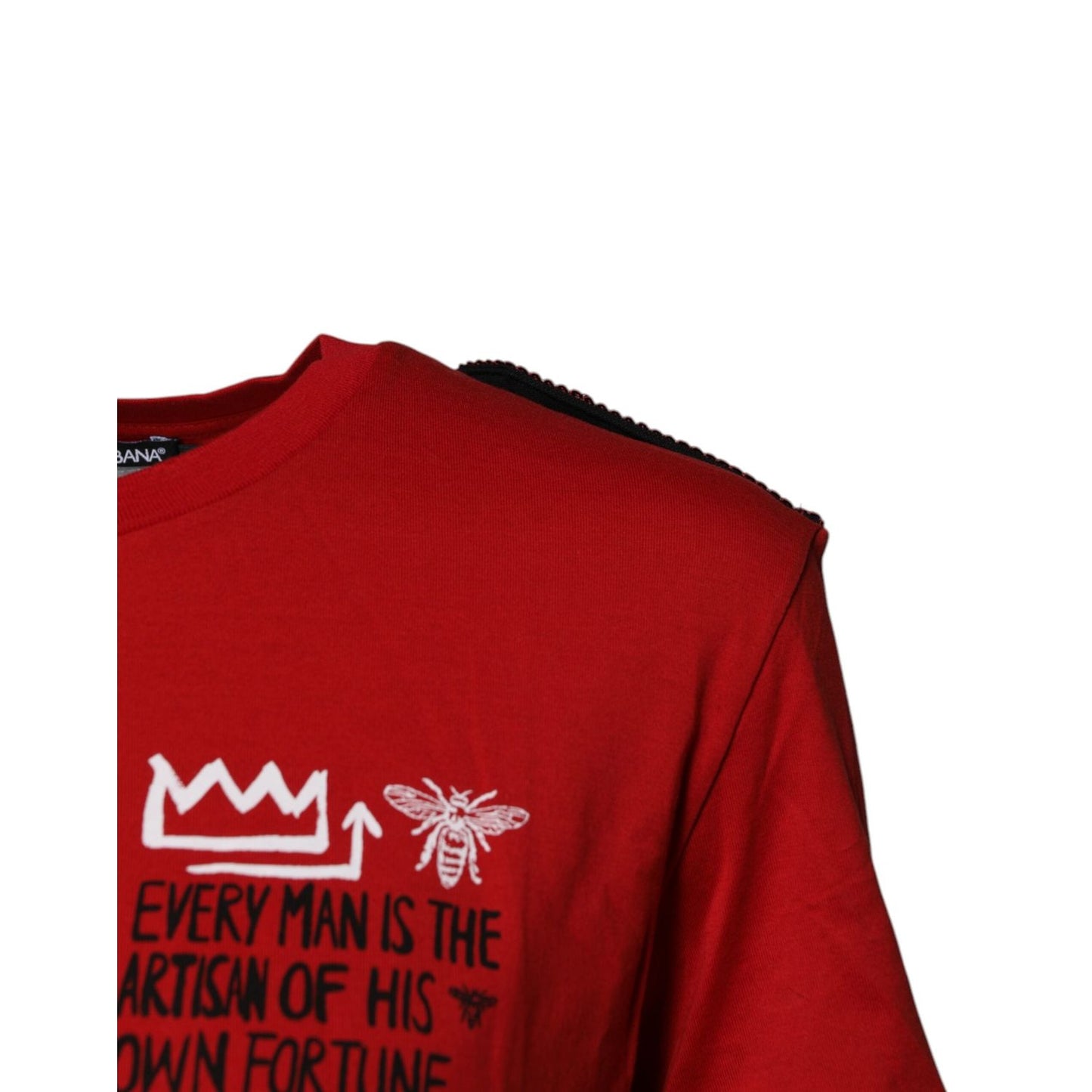 Dolce & Gabbana Red Cotton Graphic Print Crew Neck T-shirt TSH87139-46
