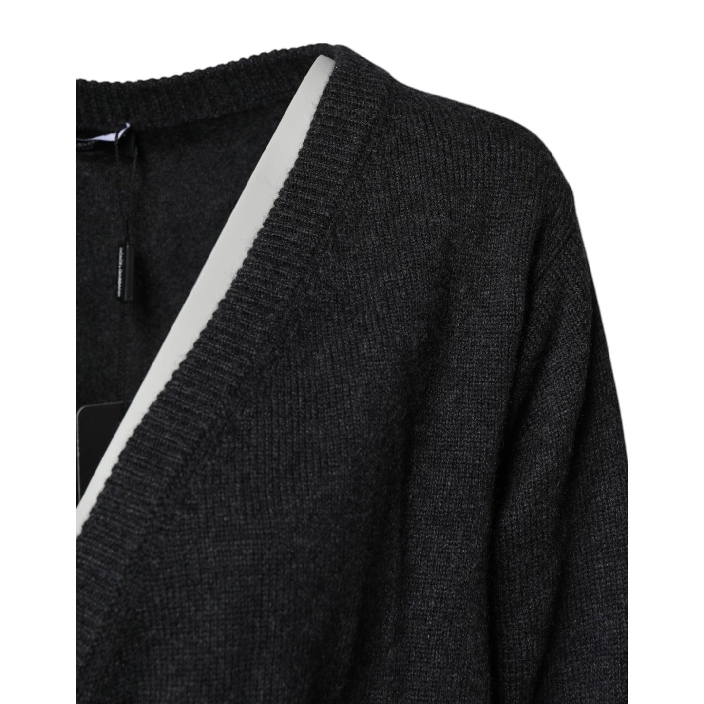Dolce & Gabbana Grey Cashmere Deep V-neck Pullover Sweater TSH87158-40