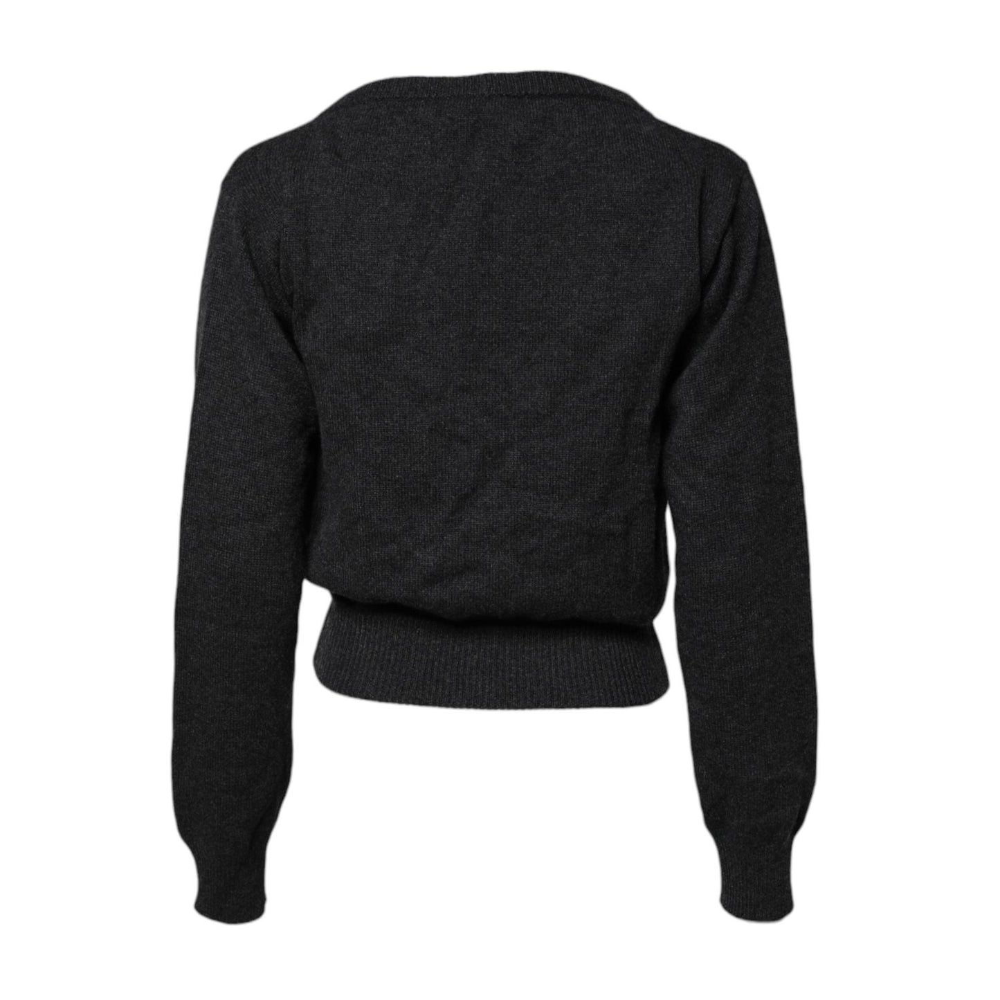 Dolce & Gabbana Grey Cashmere Deep V-neck Pullover Sweater TSH87158-40