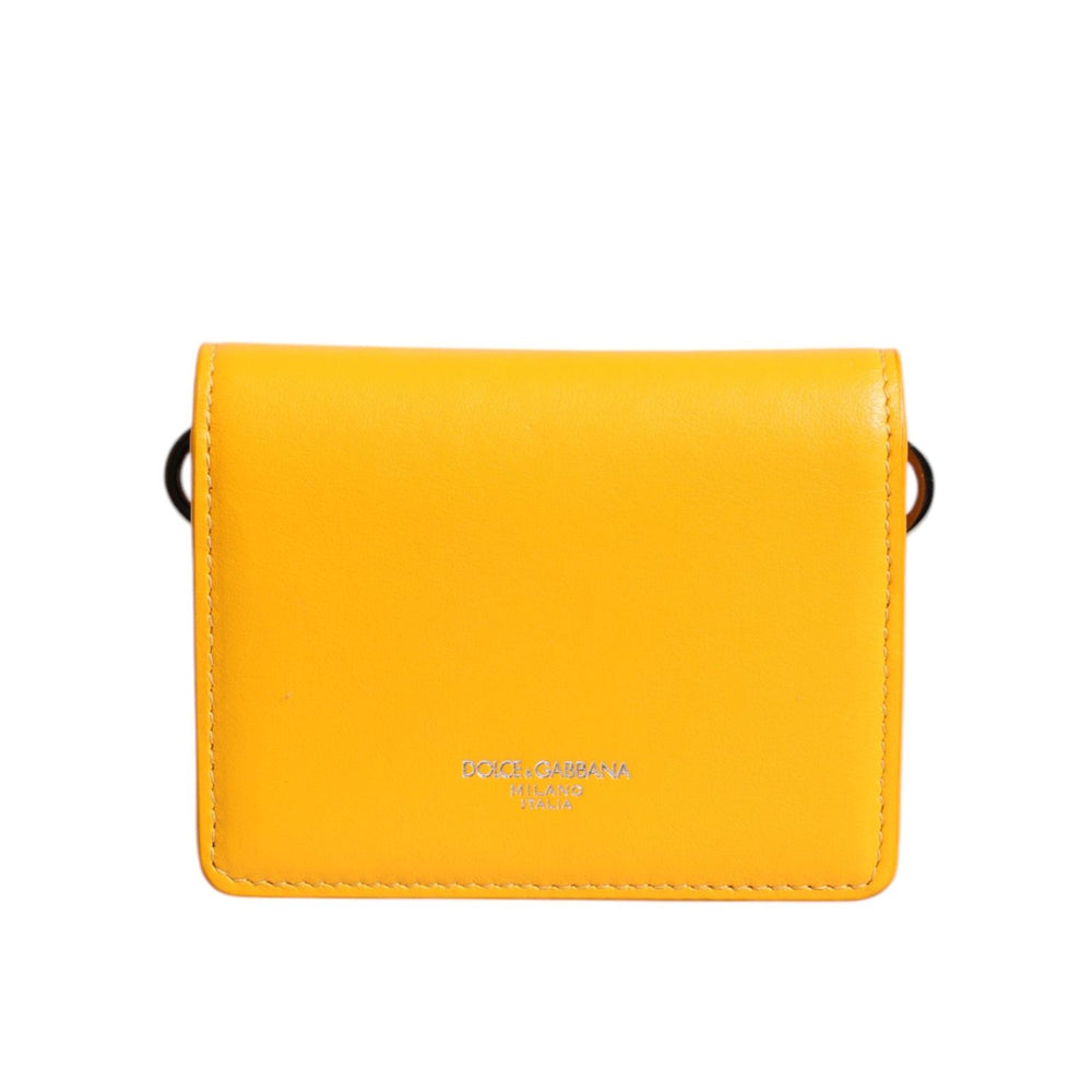 Dolce & Gabbana Yellow Leather Bifold Card Holder Crossbody Bag BAG4557