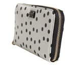 Dolce & Gabbana White Black Striped Leather Zip Around Continental Wallet BAG4609