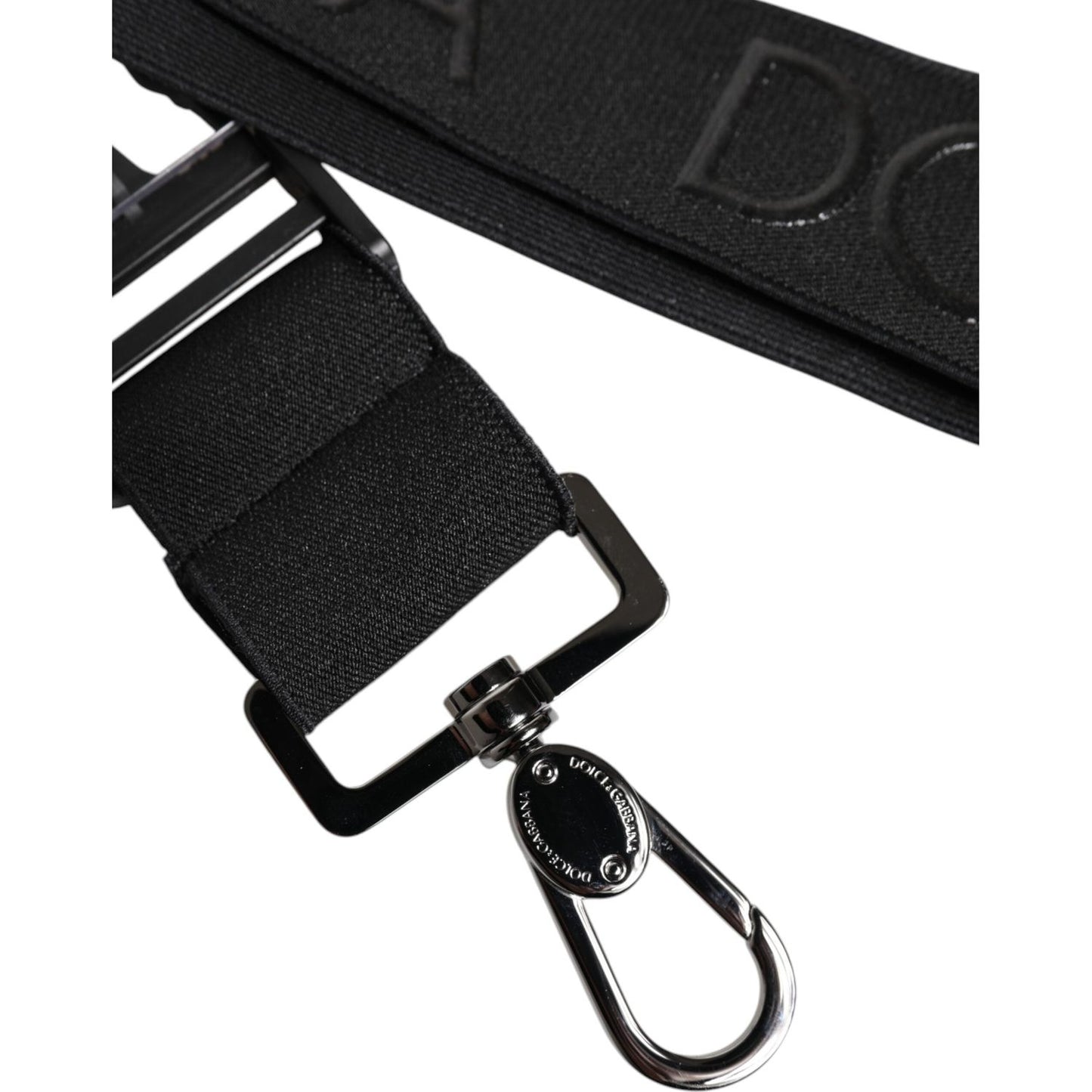 Dolce & Gabbana Black Stretch Polyester Rubberised DG Logo Keychain BEL9270