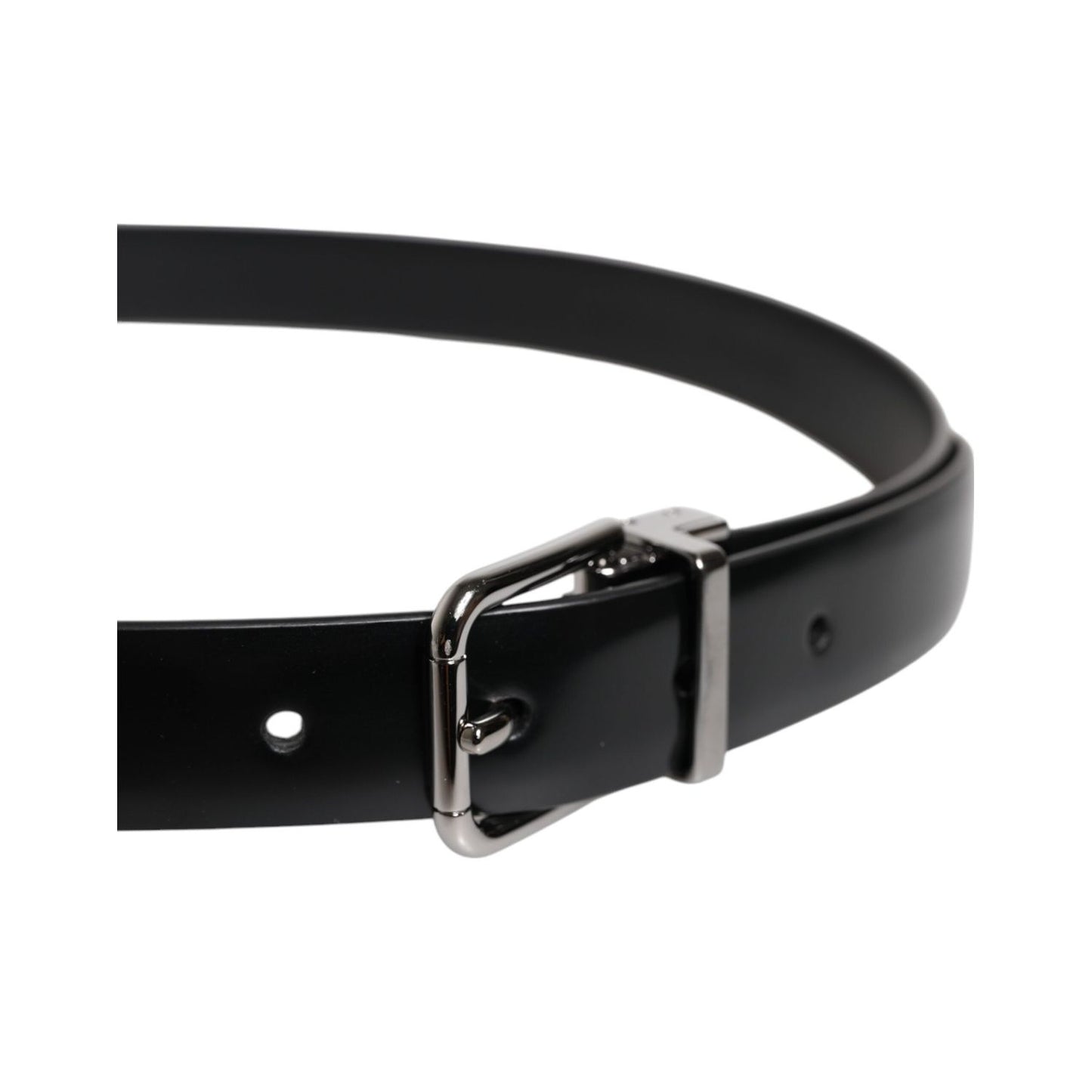 Dolce & Gabbana Black Solid Leather Classic Waist Buckle Belt BEL9311-80