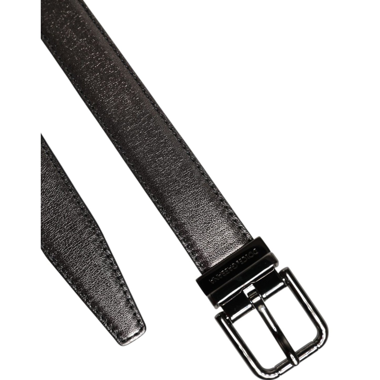Dolce & Gabbana Black Leather Classic Metal Logo Buckle Belt BEL9314-90
